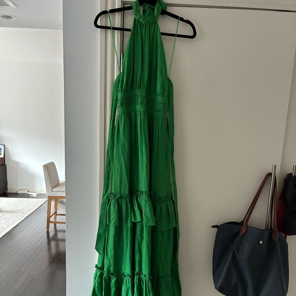 CAMI NYC High Neck low back Maxi Dress